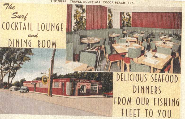 Postcard - The Surf cocktail lounge and dining room. Delicious seafood dinners from our fishing fleet to you.